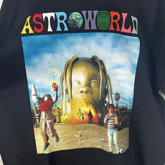 🔥🔥”NEW” TRAVIS SCOTT ASTROWORLD Rap Music ConcertBand Black Tee - Men Sz XL